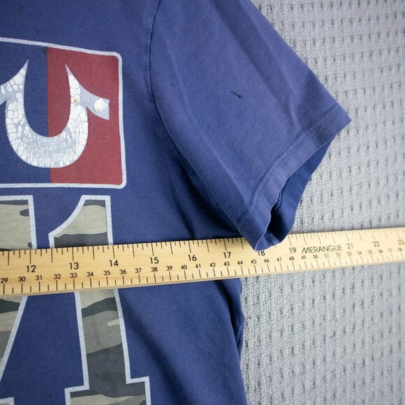 True Religion Thrashed Logo Tee Mens Small Blue - Picture 5 of 8